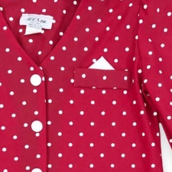 Vintage 1970s Red Polka Dot Puff Sleeve Scooter Ruffle Mini Dress Small - Picture 4 of 7